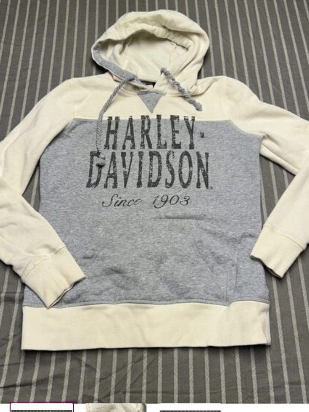 Harley-Davidson Gray & Cream Crewneck Pullover Sweatshirt